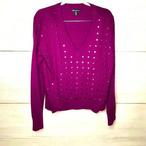 Kenneth Cole Magenta Beaded Sweater